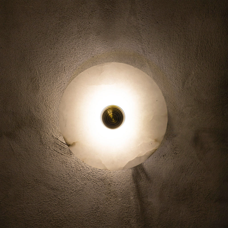 Brass Marble Wall Lights, White Round Sconce Lamp, Modern Home Decor Art Deco LED Light, Housewarming gift Lamp MODEL : KAMPALA