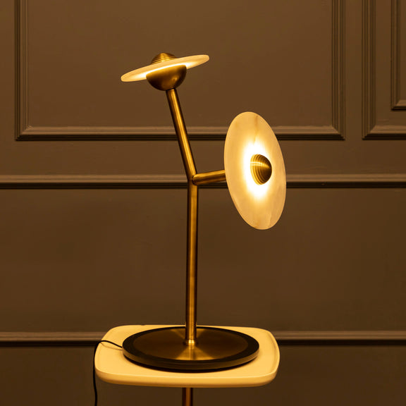Brass Marble Table Lamp, White Round Marble Table Lighting, Modern Home Decor Art Deco LED Light, Housewarming gift Lamp MODEL : KAMPALA