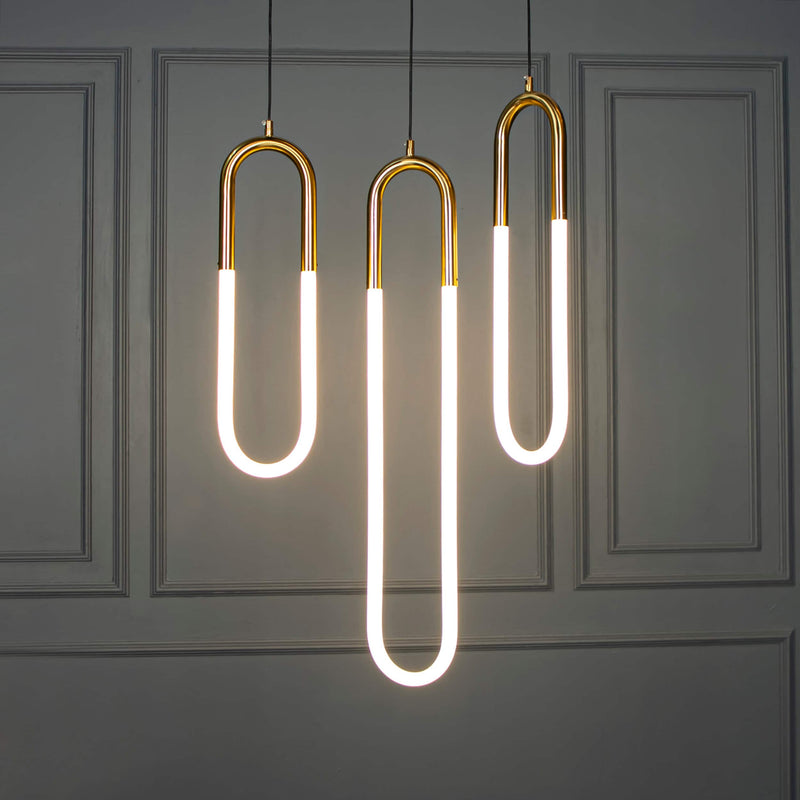 Three Color Led Lighting, Opal Plexiglass Brushed Brass Pendant Light, Art Deco Handmade Ceiling Lamp Model: DARA