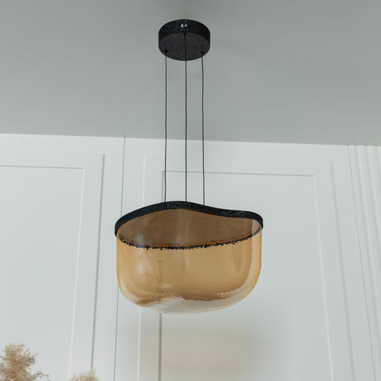 Gambia Honey Glass Black Pendant Light Chandelier 36 Cm