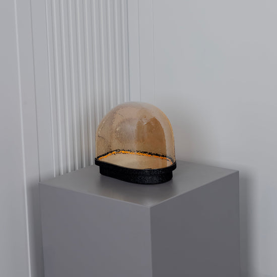 Gambia Honey Glass Black Table Lamp 28 Cm