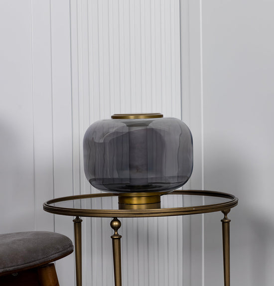 Seul Smoked Glass White Marble Antique Table Lamp