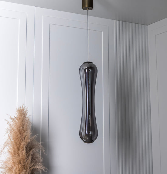 Seul Smoked Glass White Marble Antique Pendant Light