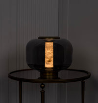 Seul Smoked Glass White Marble Antique Table Lamp - Heka Lighting & Trading Limited