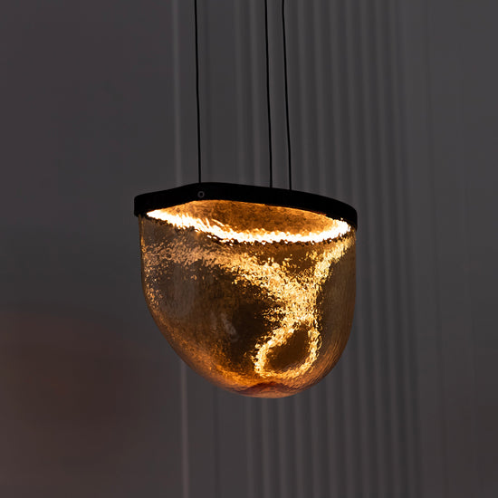 Gambia Honey Glass Black Pendant Light Chandelier 26 Cm