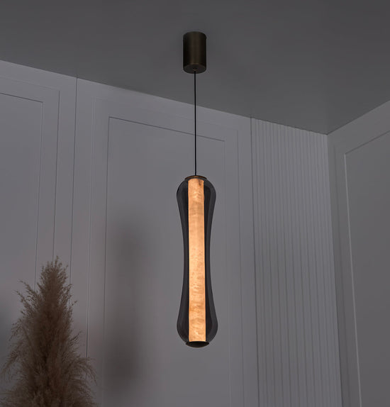 Seul Smoked Glass White Marble Antique Pendant Light