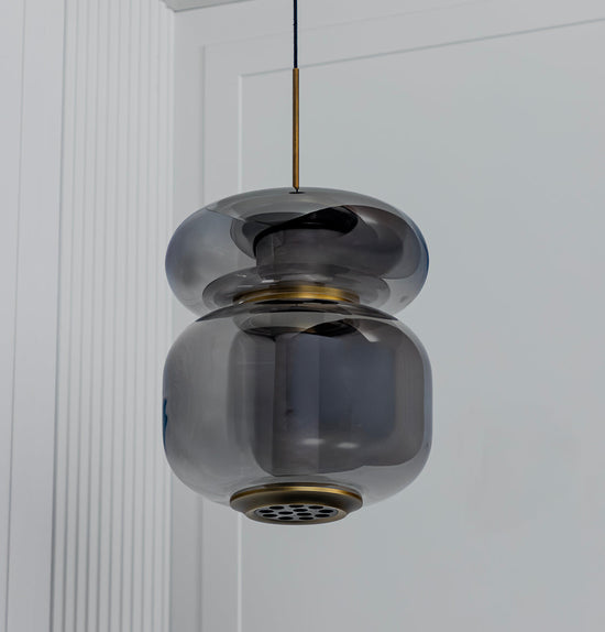 Seul Double Smoked Glass White Marble Antique Pendant Light