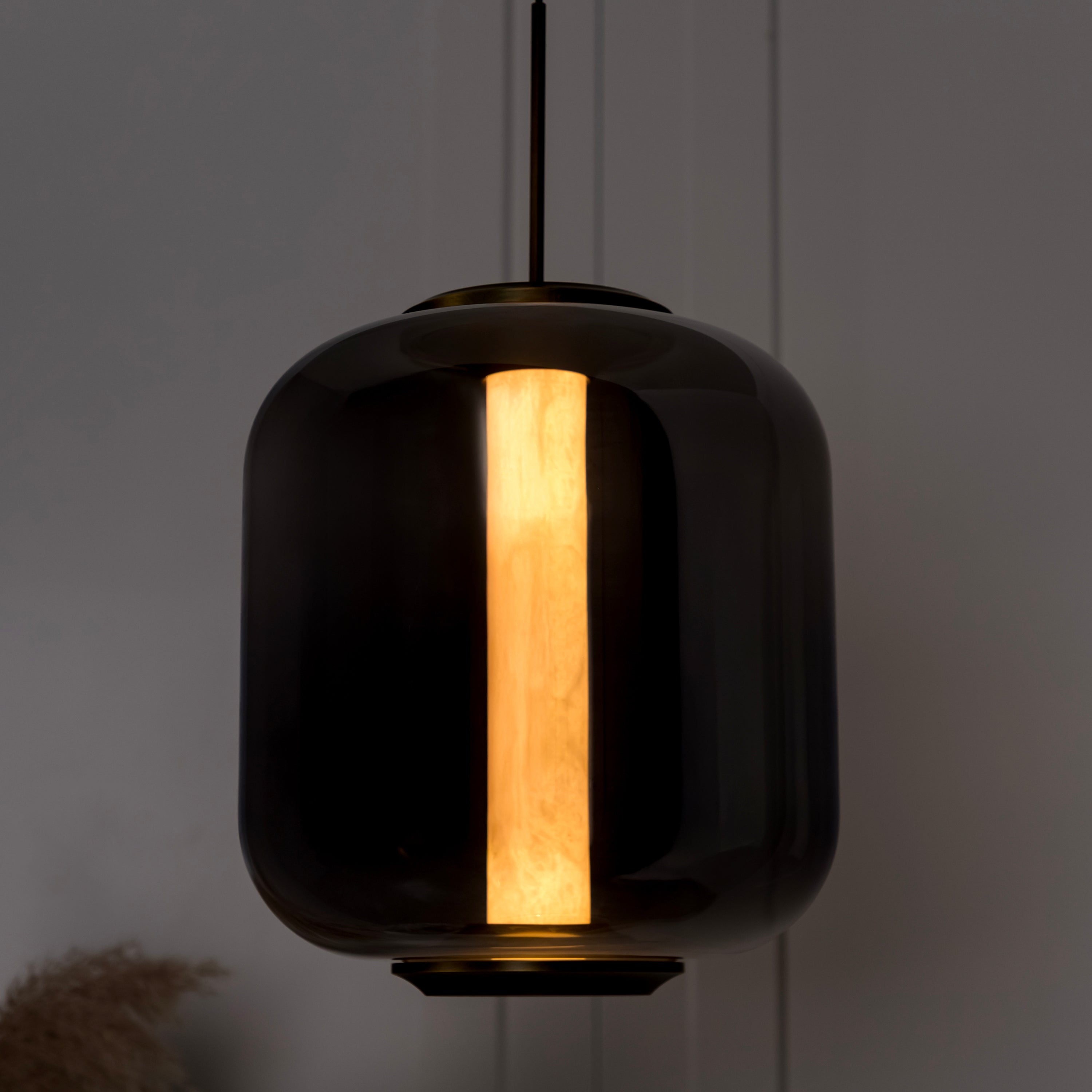 Seul  Smoked Glass White Marble Antique Pendant Light 36 Cm - Heka Lighting & Trading Limited