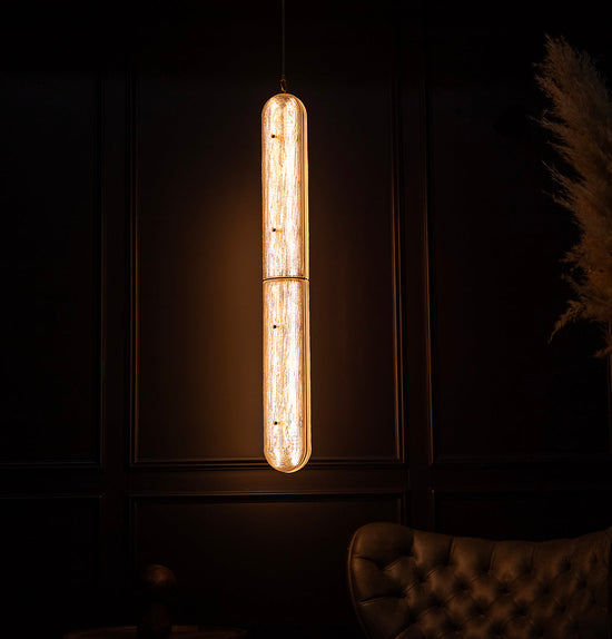 Zambia White Frosted Glass Antique Vertical Pendant Light