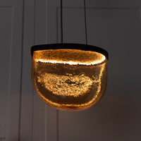 Gambia Honey Glass Black Pendant Light Chandelier 26 Cm - Heka Lighting & Trading Limited