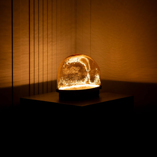 Gambia Honey Glass Black Table Lamp 28 Cm