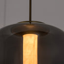 Seul  Smoked Glass White Marble Antique Pendant Light 36 Cm - Heka Lighting & Trading Limited