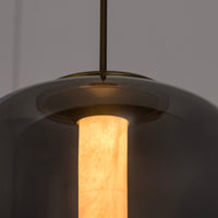 Seul  Smoked Glass White Marble Antique Pendant Light 36 Cm - Heka Lighting & Trading Limited