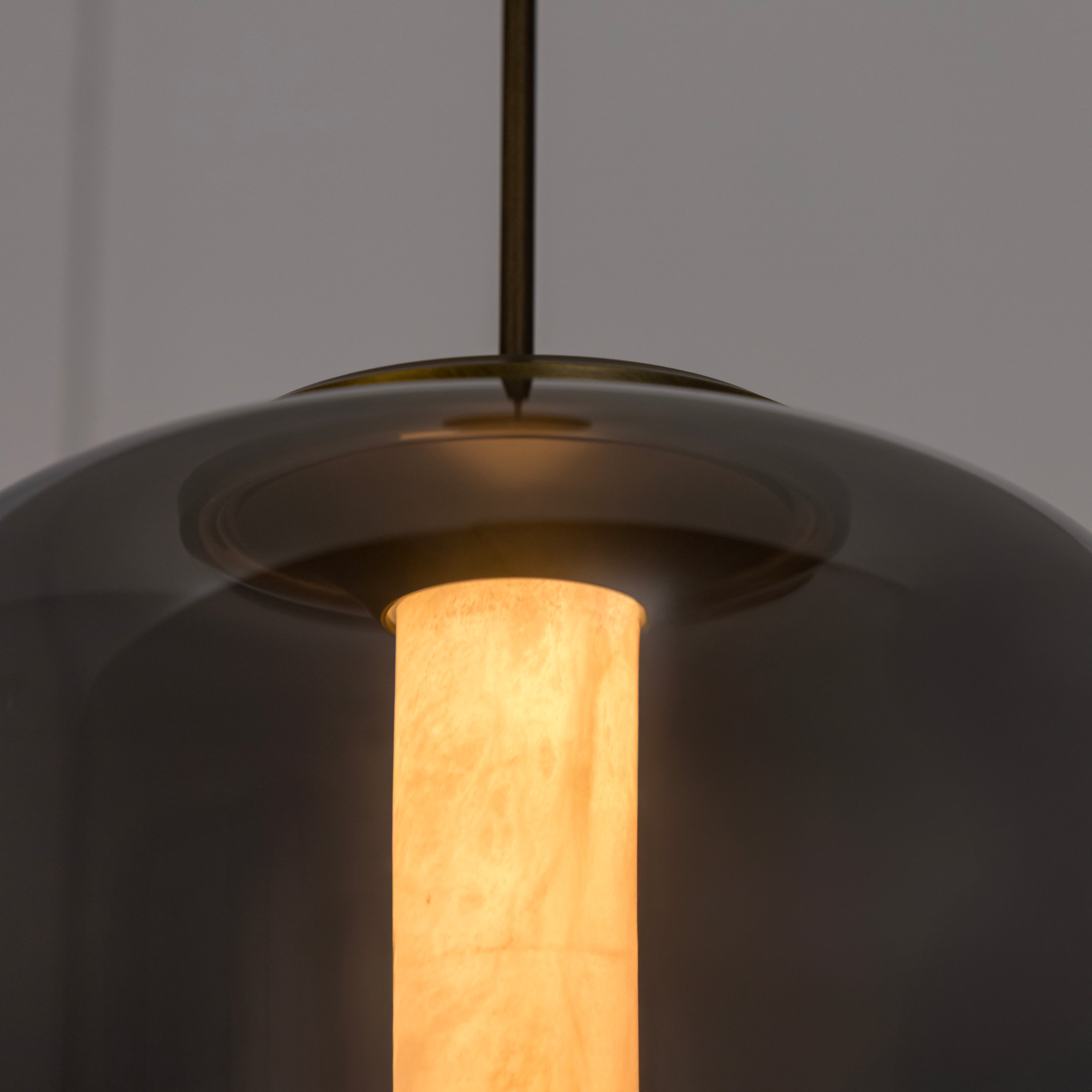 Seul  Smoked Glass White Marble Antique Pendant Light 36 Cm - Heka Lighting & Trading Limited