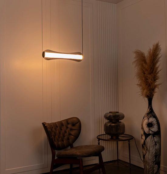 Seul Smoked Glass White Marble Antique Horizontal Pendant Light Chandelier