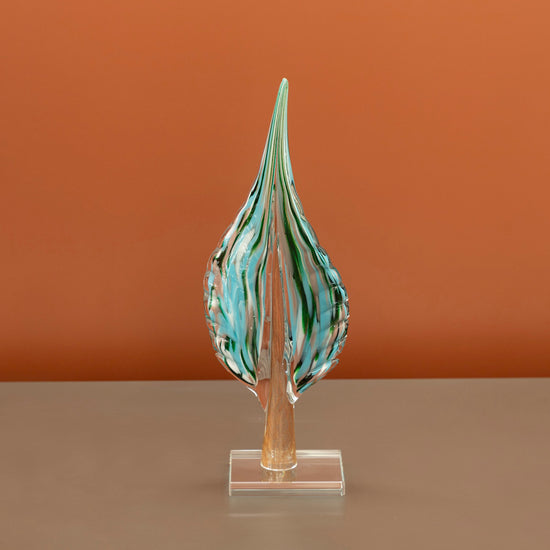 Green Blue Leaf Decor Small 12X6X32 Cm