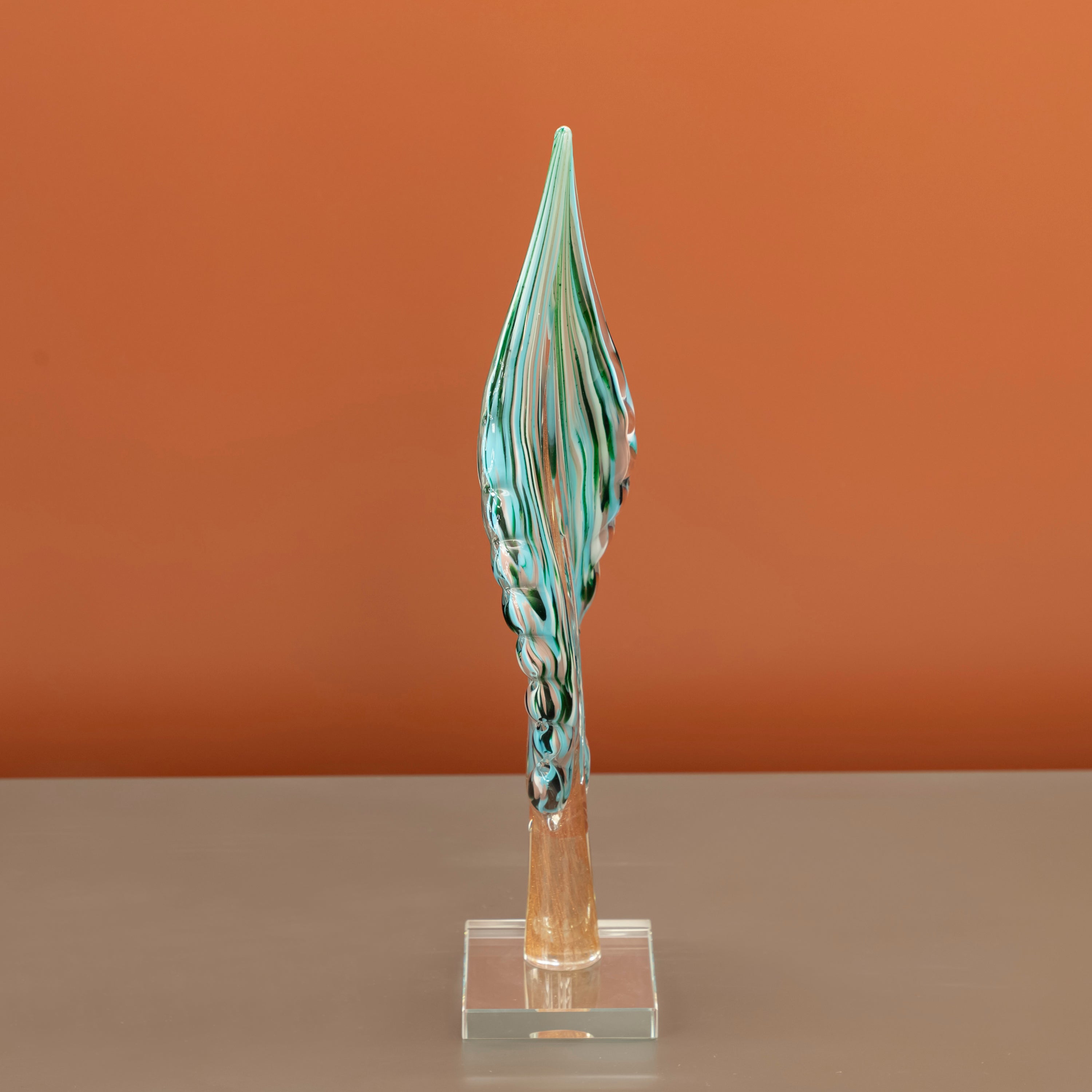 Green Blue Leaf Decor Small 12X6X32 Cm