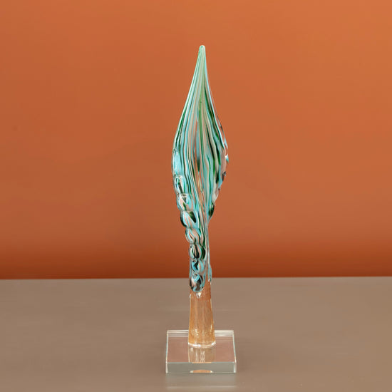 Green Blue Leaf Decor Small 12X6X32 Cm