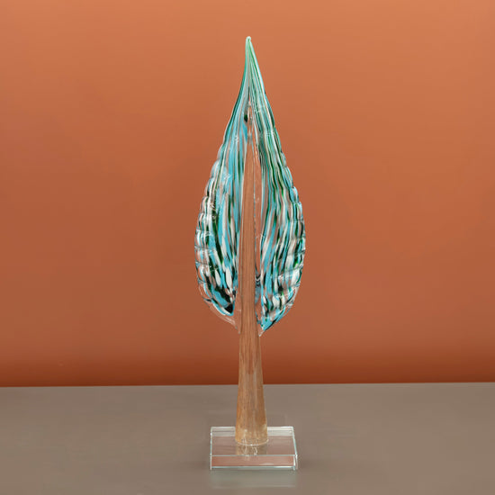 Green Blue Leaf Decor Mid-Size Size 13X8X49 Cm