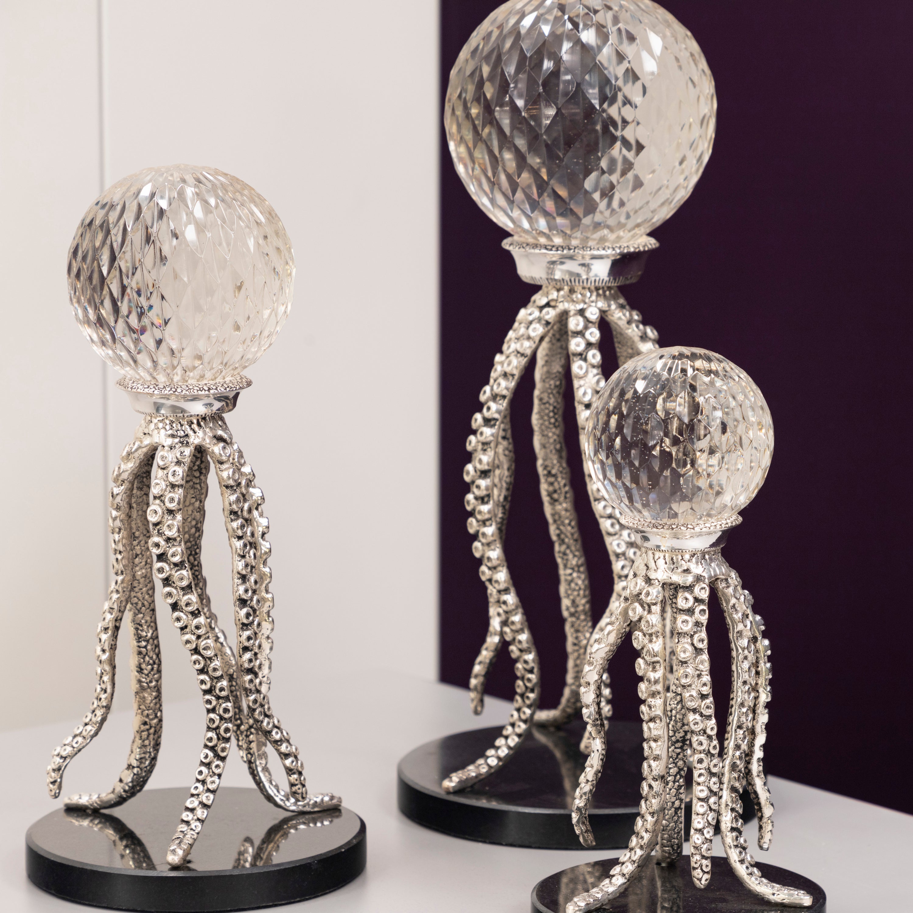 Silver Octopus Triple Top 26X32X38 Cm