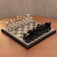 Kingdom Silver Black Small Chess Set 30X30X5 Cm