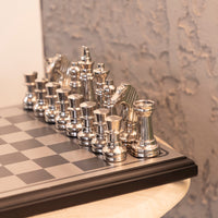 Kingdom Silver Black Small Chess Set 30X30X5 Cm