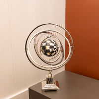 Silver Checkered Globe Decor 36X13X46.5 Cm