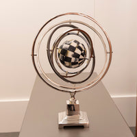 Silver Checkered Globe Decor 36X13X46.5 Cm