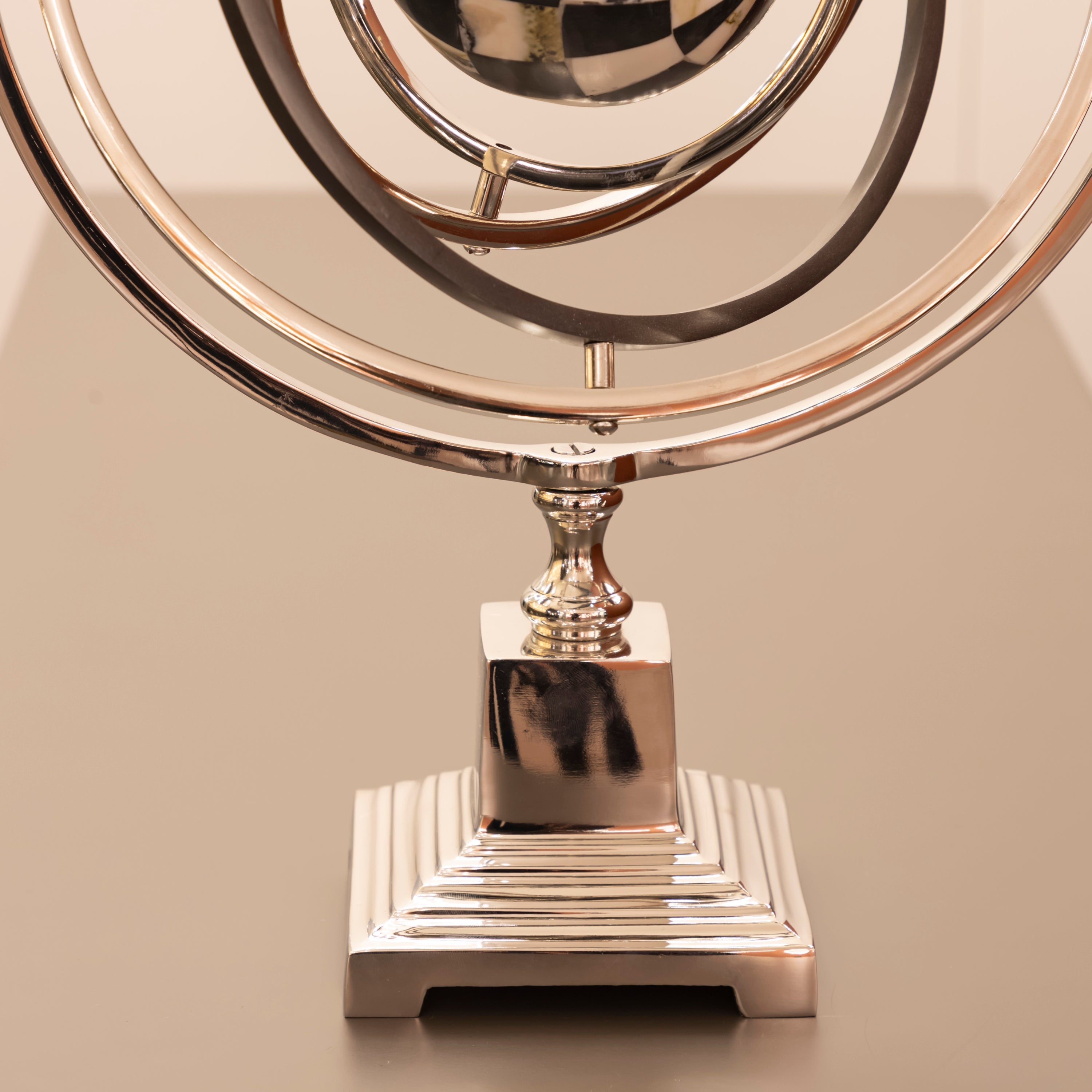 Silver Checkered Globe Decor 36X13X46.5 Cm