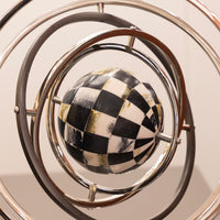 Silver Checkered Globe Decor 36X13X46.5 Cm