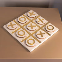 Tic Tac Toe Game Round Gold 25X25 Cm