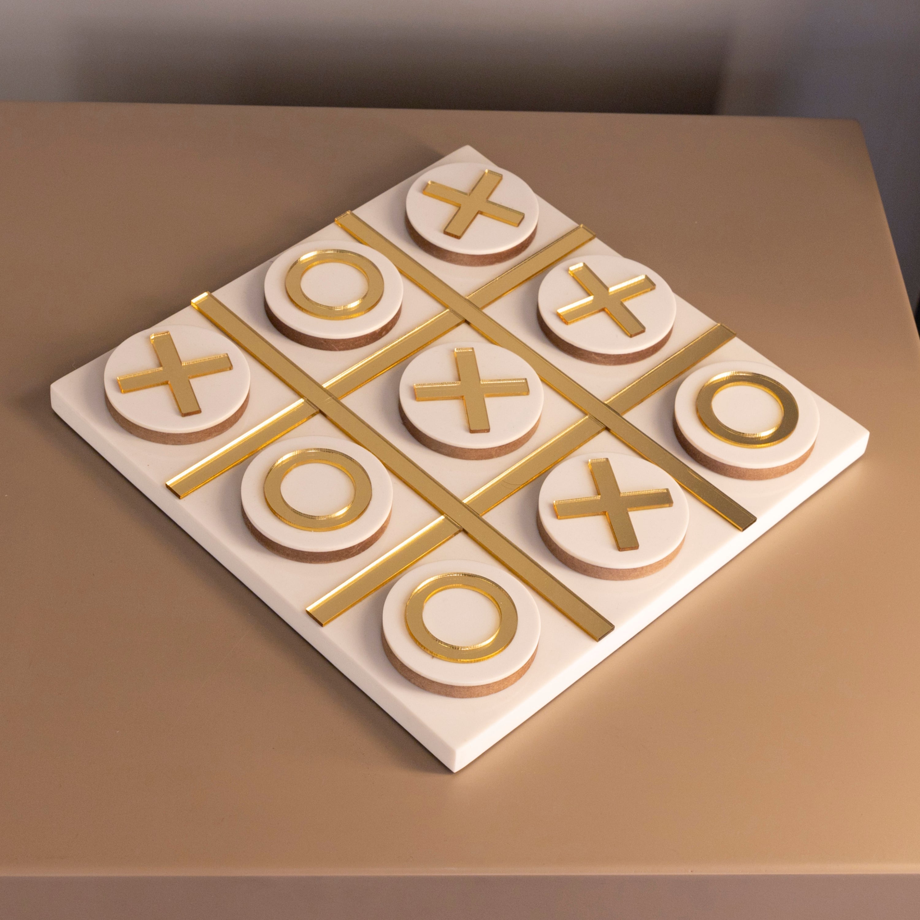 Tic Tac Toe Game Round Gold 25X25 Cm