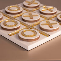 Tic Tac Toe Game Round Gold 25X25 Cm