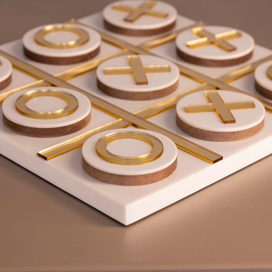 Tic Tac Toe Game Round Gold 25X25 Cm