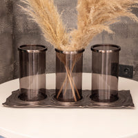 Antique Nickel Triple Glass Vase 60,5X23X26,5Cm | Modern Decorative Lighting For Homes & Hotels