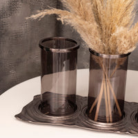 Antique Nickel Triple Glass Vase 60,5X23X26,5Cm | Modern Decorative Lighting For Homes & Hotels
