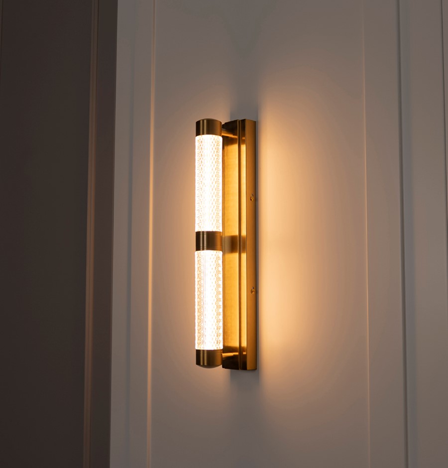 Alabanda 2-Piece Transparent Acrylic Brushed Brass Led Wall Sconce - Heka Lighting & Trading Limited
