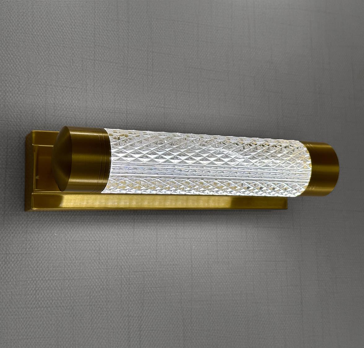 Alabanda Single Transparent Acrylic Brushed Brass Led Wall Sconce - Heka Lighting & Trading Limited
