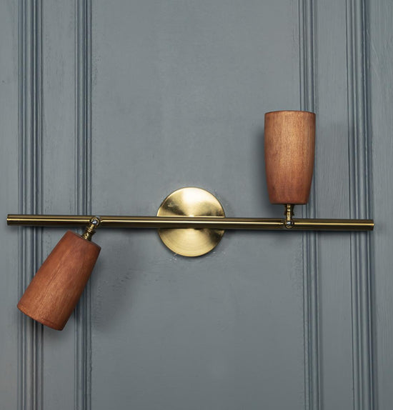 Angel Double Jatoba Wood Wall Sconce