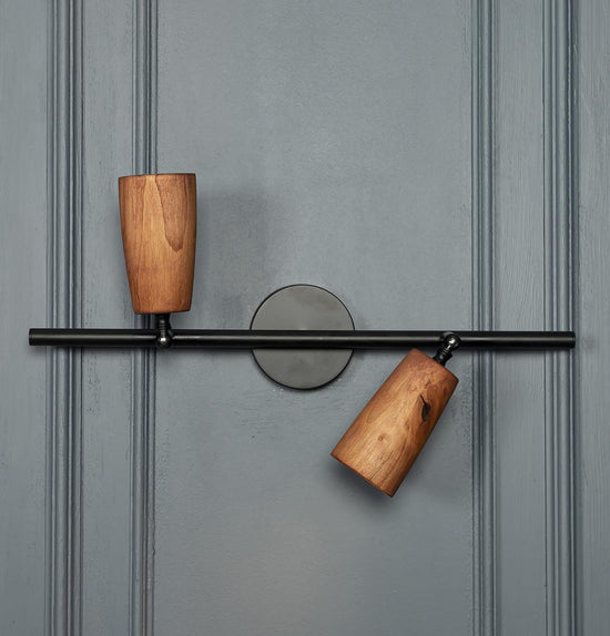 Angel Double Wood Black Wall Sconce