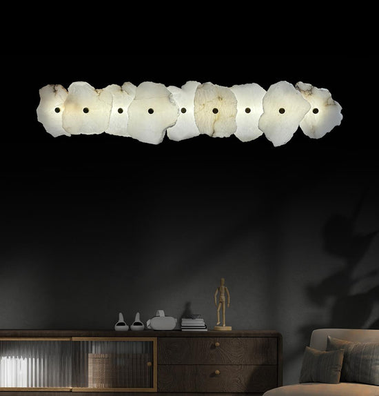 Anvers 9-Piece White Marble Brushed Brass Led Wall Sconce