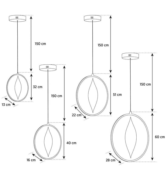 Asena Single Acrylic Led Pendant Light 32 Cm