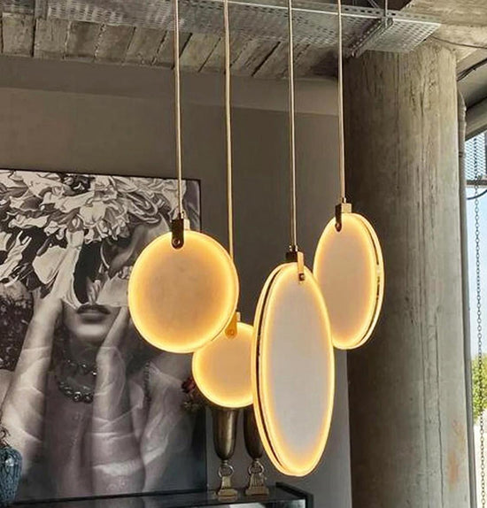 Aspendos Single Antique Marble Led Pendant Light Chandelier 25 Cm