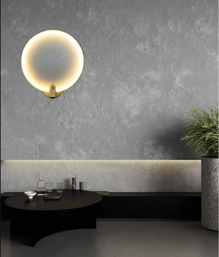 Aspendos Single Marble Brushed Brass Led Wall Sconce 20 Cm - Heka Lighting & Trading Limited