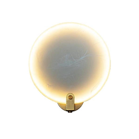 Aspendos Single Marble Brushed Brass Led Wall Sconce 20 Cm