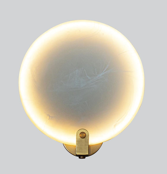 Aspendos Single Marble Brushed Brass Led Wall Sconce 30 Cm