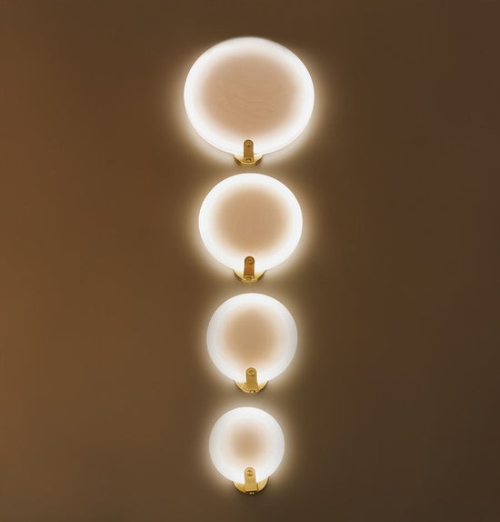 Aspendos Single Marble Brushed Brass Led Wall Sconce 30 Cm