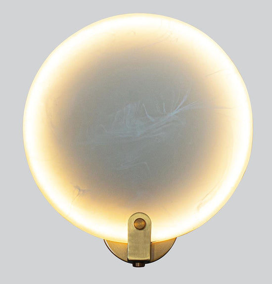Aspendos Single Marble Brushed Brass Led Wall Sconce 40 Cm