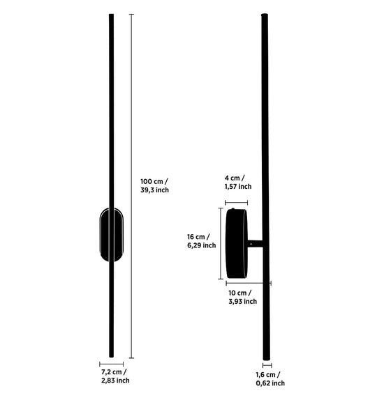 Assos Brushed Brass Led Wall Sconce 100 Cm