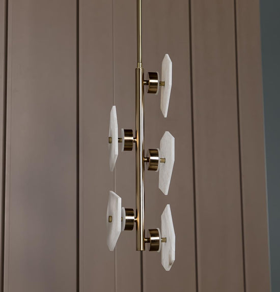 Azor Five Marble Brass Pendant Light